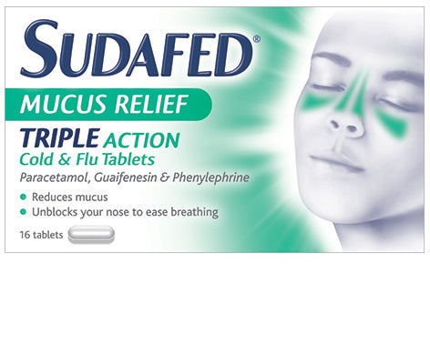 Sudafed Mucus Relief Triple Action Cold & Flu Tablets