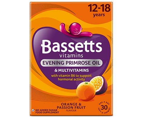Bassetts Vitamins 12-18 Years Evening Primrose Oil & Multivitamins Orange & Passion Fruit