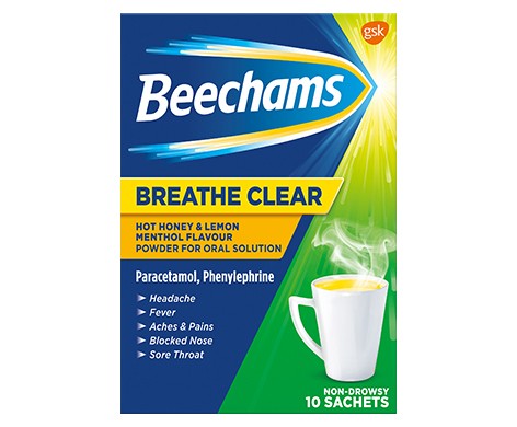 Beechams Breathe Clear Hot Honey & Lemon Menthol Flavour Powder for Oral Solution