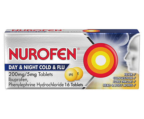 Nurofen Day & Night Cold & Flu 200mg/5mg Tablets