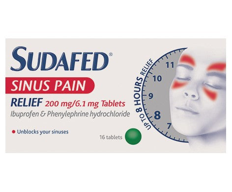 Sudafed Sinus Pain Relief 200mg/6.1mg Tablets