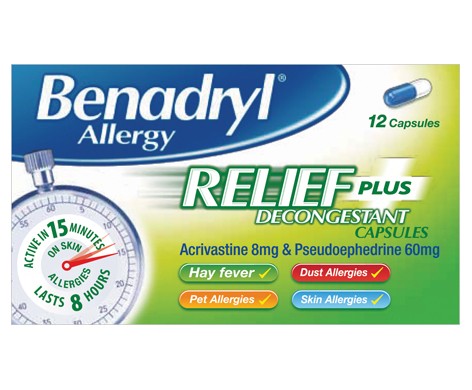 Benadryl Allergy Relief Plus Decongestant Capsules